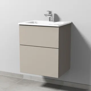 Sanipa 3way Glas-Set Glas-Waschtisch und Unterbau mit 2 Auszügen, Kaschmir-Matt SP2001U