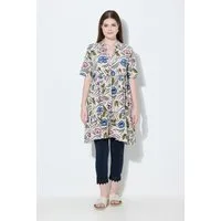 Ulla Popken Longshirt Longshirt Blüten A-Linie Polokragen Halbarm