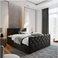 Masseno Boxbett MANDI 180x200 cm mit Bonell Matratze und Topper, Doppelbett, Polsterbett mit Kopfteil, Boxspringbett