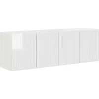 vidaXL TV-Wand TV-Wandschrank 2 stk. Hochglanz Weiß Holzwerkstoff, (2-St)