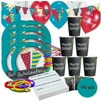 Riethmüller Papierdekoration Schulanfang Party Deko Set - Dekoration für die Einschulung