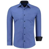 J'S FASHION Businesshemd JS12105 Slim Fit Langarm Herren Hemd mit farblich abgesetzten Elementen, Langarm Kentkragen Uni