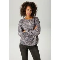 Aniston CASUAL Sweatshirt mit trendigem Leo-Druck - jedes Teil ein Unikat