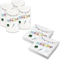 itenga Papierserviette itenga 6x Windlicht + 40x Servietten - Schulkind - weiß