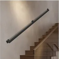 Clanmacy Treppengeländer 150 cm Schwarz, aus Eisen, 30 x 30 mm, zweiteilig, für Treppe und Flur