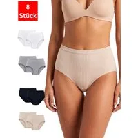 Elegant Love Taillenslip Damen High-Waist-Slips, Gerippte Baumwolle, Unterwäsche im Mehrpack (Packung, 8-St., 8er-Pack) Unterhosen in Rippenoptik: Bequeme Panties & Höschen im Bundle
