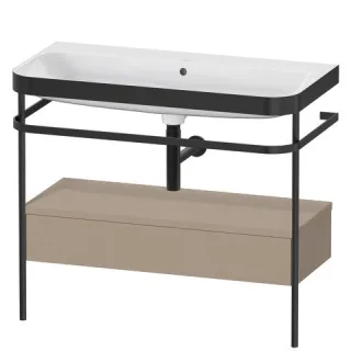 Duravit Happy D.2 Plus c-bonded Set mit Metallkonsole und Schubkasten Leinen Matt 975x490x850 mm - H HP4743N7575