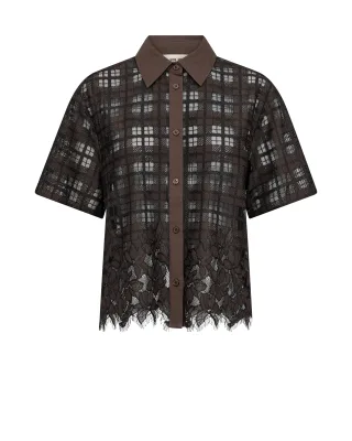 MOS MOSH - MMLia Checko SS Lace Shirt - Gr. - S