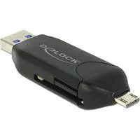 Micro USB OTG Kartenleser + USB 3.0 A Stecker schwarz