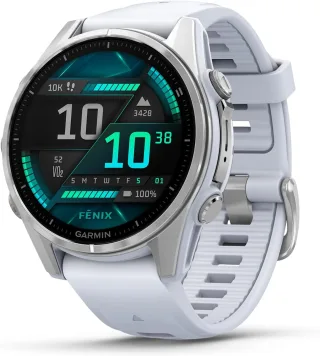 Garmin Fenix 8 [inkl. Silikonarmband steinweiß] 43mm Edelstahlgehäuse silber