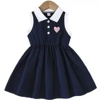 Lapastyle Sommerkleid Mädchen Babykleidung, sportliches A-Linien-Kleid mit Stehkragen (1-tlg) Lässiges Alltagskleid im Color-Blocking-Stil mit Herzstickerei