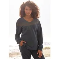 s.Oliver Sweatshirt Langarmshirt mit V-Ausschnitt und weiche Rippbündchen, Loungewear
