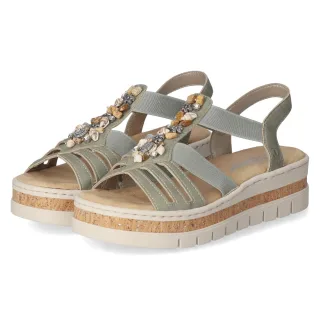 Rieker Sandalen  Grün - Gr. 38 -  Textil und Synthetik
