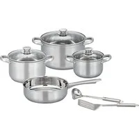 GSW Topf-Set Toronto, Edelstahl (Set, 9-tlg), mehrteiliges Kochtopf-Set aus Edelstahl inkl. praktischer Küchenhelfer