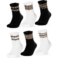 OCCULTO Tennissocken Occulto Damen Leoparden Muster Tennis Socken 6er Pack (Modell: Nala) (6-Paar)