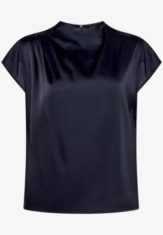 zero - Satinbluse mit Stehkragen Deep Sky - Gr. - 36
