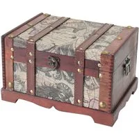 HMF Schatzkiste Handgefertigte Schatztruhe aus Holz (1 St), dekorative Holztruhe, 29 x 20 x 17 cm, Amerika