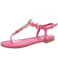 Ital-Design Damen Zehentrenner Freizeit Zehentrenner (86192820) Blockabsatz Riemchensandalen in Pink