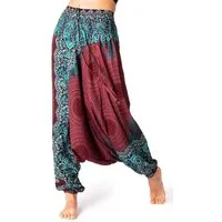 PANASIAM Haremshose Aladinhose im schönen Peacock Design Haremshose aus 100% natürlicher Viskose auch als Overall tragbar Damen Pumphose bequeme Freizeithose