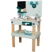 TikTakToo Kinder-Werkzeugstation Werkbank mit Werkzeug HOLZ Set mit Zubehör Kinderwerkstatt