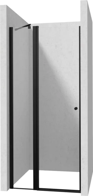 Neuesbad schwenkbar Dusche Tür, Schwarz, 90 cm mit Weißglas NB1DEKTSUN41P1