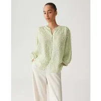 OPUS Kurzarmbluse FAMELIA Regular mit feiner Jacquard Struktur
