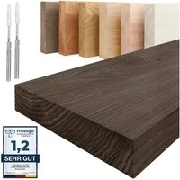 LAMO Manufaktur Wandregal Holz Gerade, Regal Farbe: Schwarz, Invisible: Schweberegal, 40 cm, Komplett-Set, 40mm stake Massivholzplatte