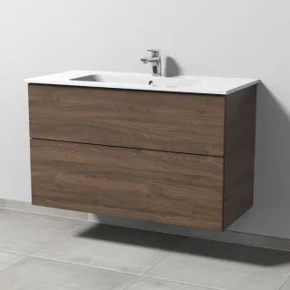 Sanipa 3way Waschtischunterbau zu Duravit ME by Starck Waschtisch mit 2 Auszügen, Eiche-Arizona SM72680