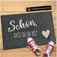WELLMODA Fußmatte Hereinspaziert I + Genähter Schriftzug, Rechteckig, Höhe: 6 mm, Rutschfest