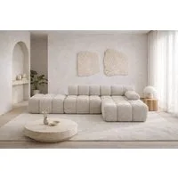 Kaiser Möbel Ecksofa modular mit Hocker, Sofa L-Form, Bouclé-Stoff Abriamo, Selia, Ecksofa mit Hocker, Modernes Design,Weiche, abgerundete Form,Hoher Sitzkomfort