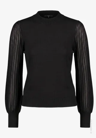 zero - Damen Pullover mit transparenten Ärmeln Black Beauty - Gr. - 40