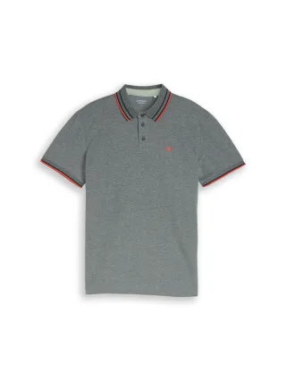 Tom Tailor - Piqué Poloshirt mit Logo-Print greyish green two tone pique - Gr. - XXL