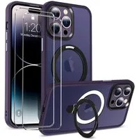 CoolGadget Handyhülle Violett als 2in1 Schutz Cover Set für das Apple iPhone 15 6,1 Zoll, 2x 9H Glas Display Schutz Folie + 1x TPU Case Hülle für iPhone 15