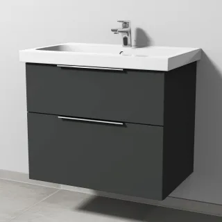 Sanipa 3way Waschtischunterbau zu Geberit iCon Light Waschtisch mit 2 Auszügen, Graphit-Matt UP5741B