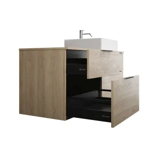 Burgbad Keramik Waschtisch-Set Eqio Eiche Dekor Cashmere/Alpinweiss, SGUS140RF3180C0001 SGUS140RF3180C0001