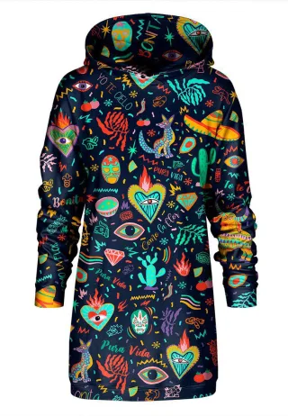 "Colorful Mexico" Oversize Hoodie-Kleid
