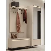 Compleo Garderoben-Set FLORE Modernes Möbelset für Flur, gerifflete Front und LED