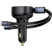 Baseus Enjoyment USB-C-Autoladegerät mit USB-C/ iPhone -60-W-Kabel – Schwarz KFZ-Adapter