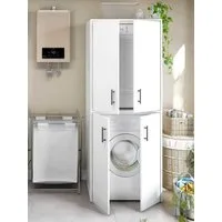 freiraum Waschmaschinenumbauschrank LAUNDRY (2-teilig) in weiss - 69x175x67 (BxHxT)
