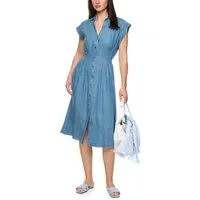 Marc Cain Jeanskleid Serene Hues Premium Damenmode Midi-Denimkleid, figurbetont