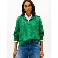 Tommy Hilfiger Troyer CO CABLE MID GG 1/2 ZIP LS SWT mit Zopfmuster