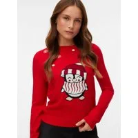 Vero Moda Weihnachtspullover VMCUTE LS O-NECK PULLOVER XMAS BOX aus Polyacryl, modischer Fit, gemustertes Design, pflegeleicht