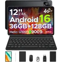 DOOGEE Tab G6 Pro 12'' Tablet mit Tastatur Android 16, 2.4K 90Hz, 128GB/2TB Tablet (12", 128 GB, Android 16, Wifi, Helio G100 Octa-Core, 9000mAh, 8GBRAM, Face ID/Gemini AI)