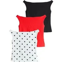 Next Shirttop Trägertops mit offenem Ausschnitt, 3er-Pack (3-tlg)