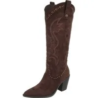 Ital-Design Damen Westernstiefel kniehoch mit Blockabsatz Westernstiefel (92078774) Blockabsatz Stiefel in Braun