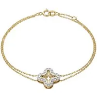 Suzan Gold Goldarmband 375 Echtgold CloveraShine Kleeblatt Zirkonia