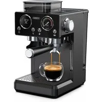 HiBREW Kaffeemaschine mit Mahlwerk, 20-stufige Mahlgradeinstellung, Dampfdüse für Latte