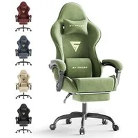 Ferghana Gaming-Stuhl Gaming-Stuhl: Kopfstütze, Lendenkissen, Armlehnen, Fußstütze (Packung), Ergonomischer PC-Stuhl,Rückenlehne 90°-125°