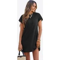 Imily Bela Minikleid Damen Sommerliches T-Shirt Kleid mit Taschen (Packung, 1-tlg., 1per-Pack) einfarbig