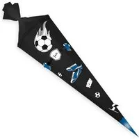 itenga Schultüte itenga DEKO-SET FUSSBALL blau weiß mit Bastel SCHULTÜTE 85 cm sechseck
